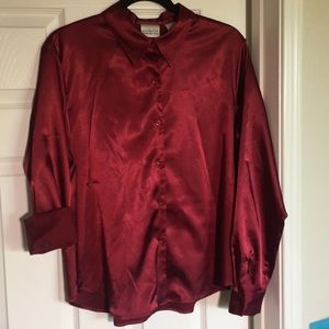 Burgundy Silky work blouse/ shirt